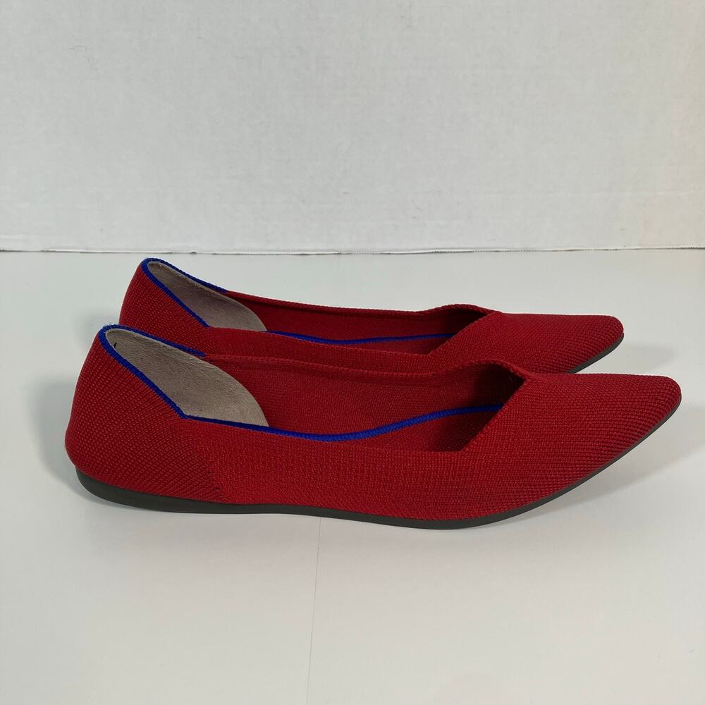 Rothy's The Point Bright Red Knit Fabric Pointed Toe Slip On Ballet Flats - Picture 8 of 16